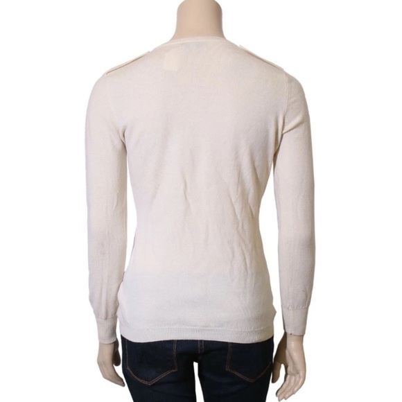 BURBERRY! Like new vintage beige 100% wool Burberry London V-Neck Sweater size M - Picture 2 of 4